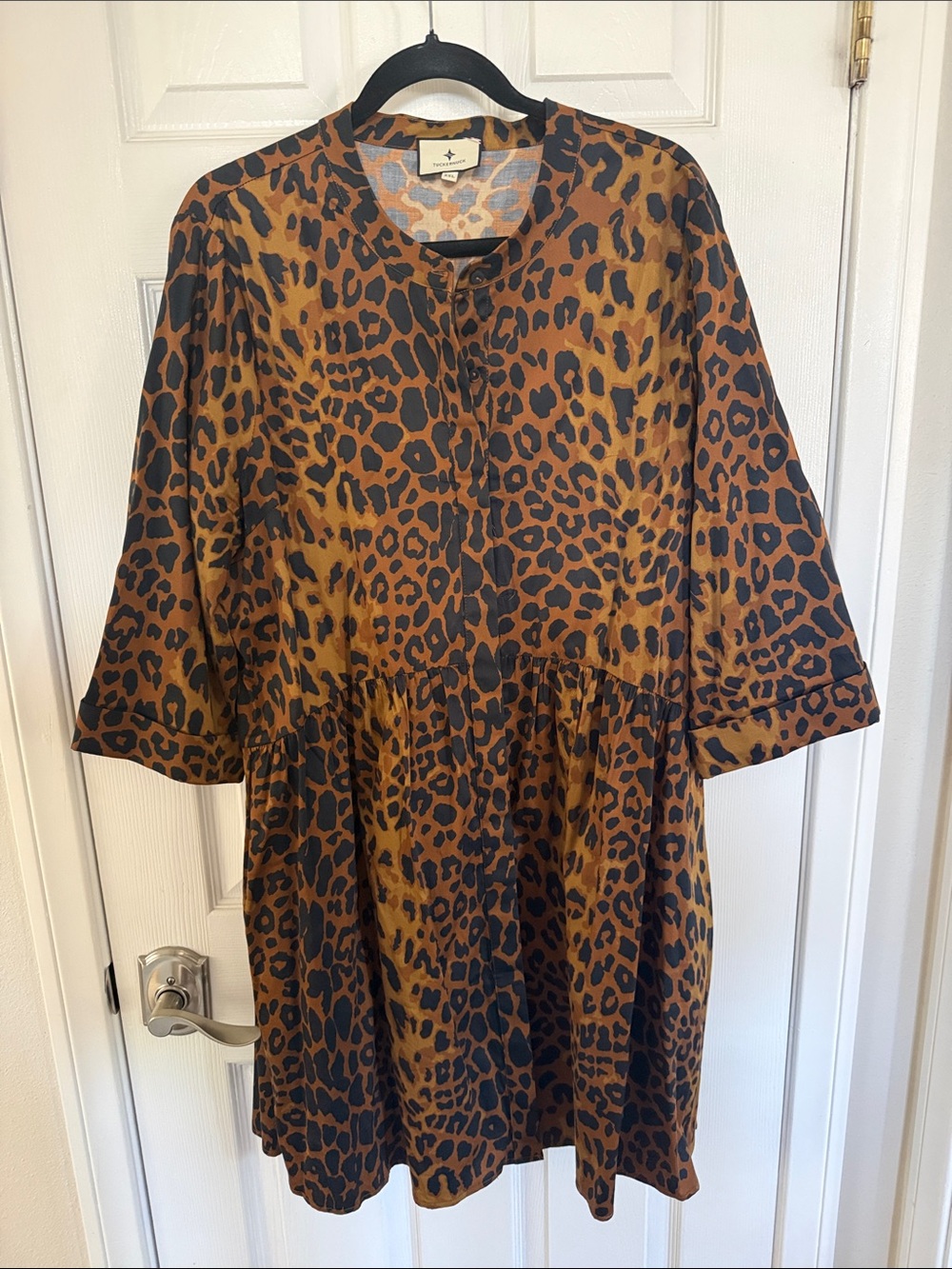 Tuckernuck Leopard-Print V-Neck Blouse in Brown and Black